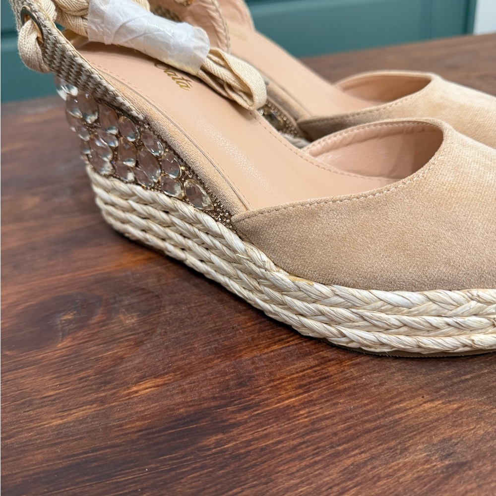 Mata Shoes Beige Wedge Espadrilles